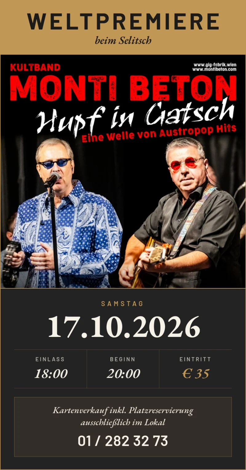 Weltpremiere beim Selitsch: Monti Beton – Hupf in Gatsch, Samstag 17.10.2026